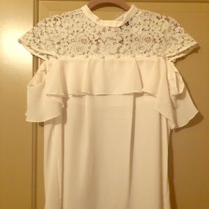NWT - Express Ivory Button Sleeve Lace Blouse